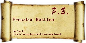 Preszter Bettina névjegykártya